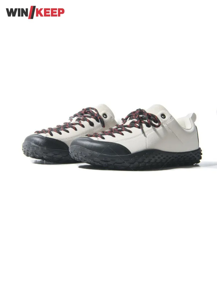 

Мужские уличные треккинговые кроссовки из замши, спортивные, нескользящие, на платформе, для кемпинга, с лоскутным дизайном, износостойкие, на шнуровке, низкие, для походов