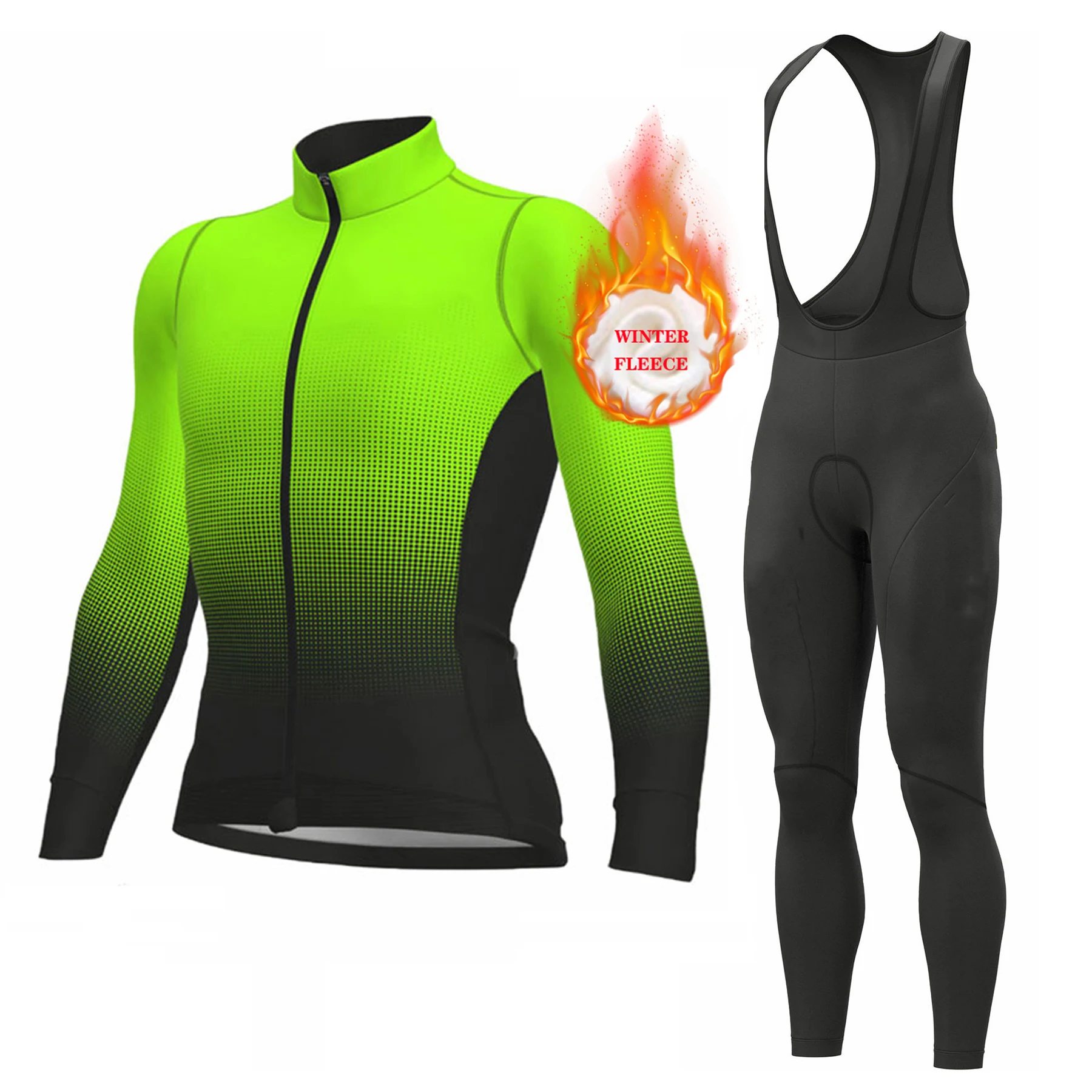 فريق 2026 الشتاء طويلة الأكمام الحراري الصوف الدراجات جيرسي مجموعة مريلة السراويل Ropa Ciclismo دراجة الملابس الجبلية دراجة جيرسي موحدة #5