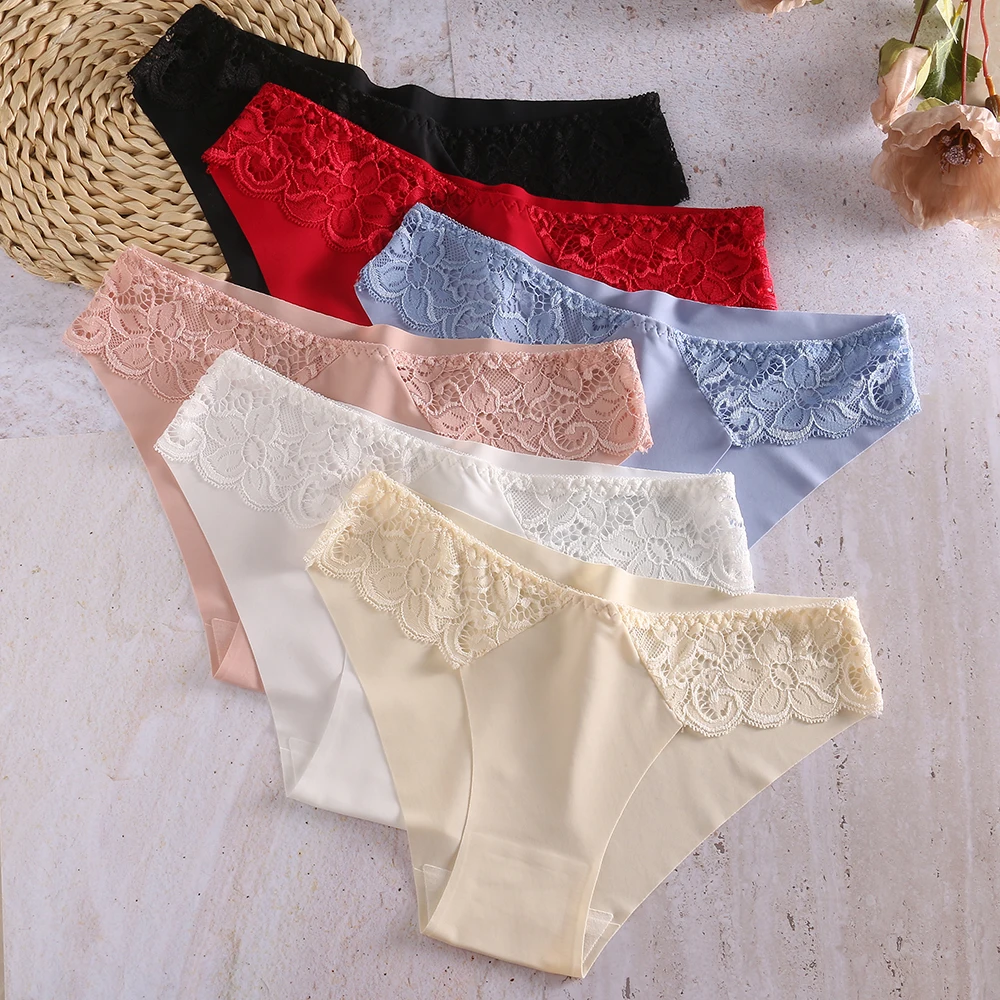 WarmSteps 3Pcs/Set Lace Woman Panties Silk New Female Underwear for Woman Seamless Solid Lingerie Panties 3Pcs Free Shipping