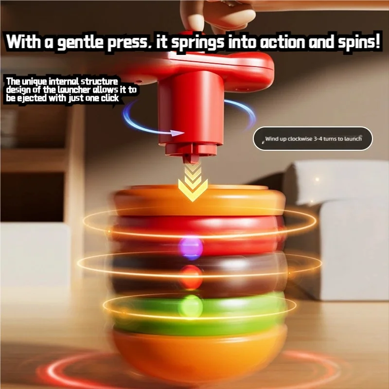 Colorful Spinning Top with Light-Up Hamburger Music, Rotating Children's Toy for Boys/Girls, Electric Gift with Flashing Lights, Popular Item, Suitable for Birthdays, Full Moon Celebrations, Travel Souvenirs, Graduations, Housewarming, Parties, Christmas, Valentine's Day, Spring Festival, Father's Day, Mother's Day, Teacher's Day, New Year's Day, Qixi Festival, Halloween, Easter, National Day, Children's Day