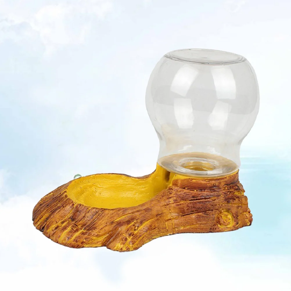 

Automatic Reptile Water Feeder Resin Crafts Smooth Surface Wood Texture Bowl Easy Cleaning Reptile Drinking Fountain Pet Water
