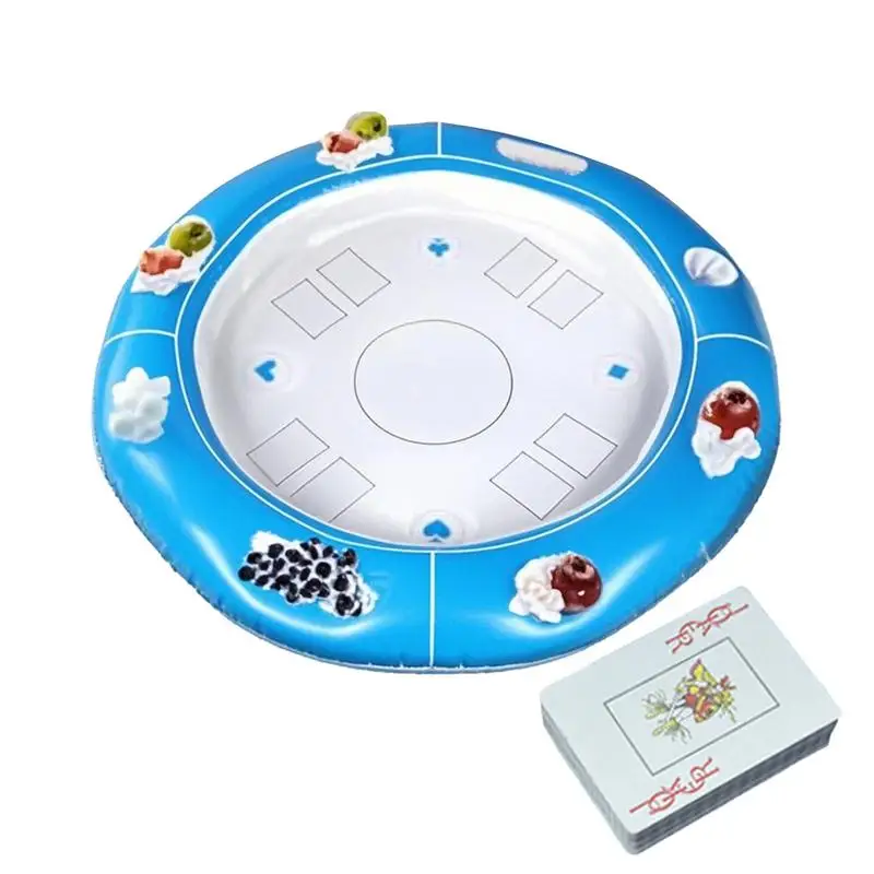 

Floating Game Table Inflating Card Game Table for Swim Pool Drink Holder Design Activity Accessories with Playing Cards for Hot