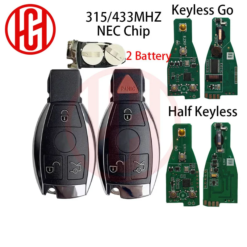 

2 Battery 315/433MHZ NEC Chip Remote Car Key For Mercedes Benz C E S Class CLS W204 W202 W212 W211 W203 W205 3/4 Buttons