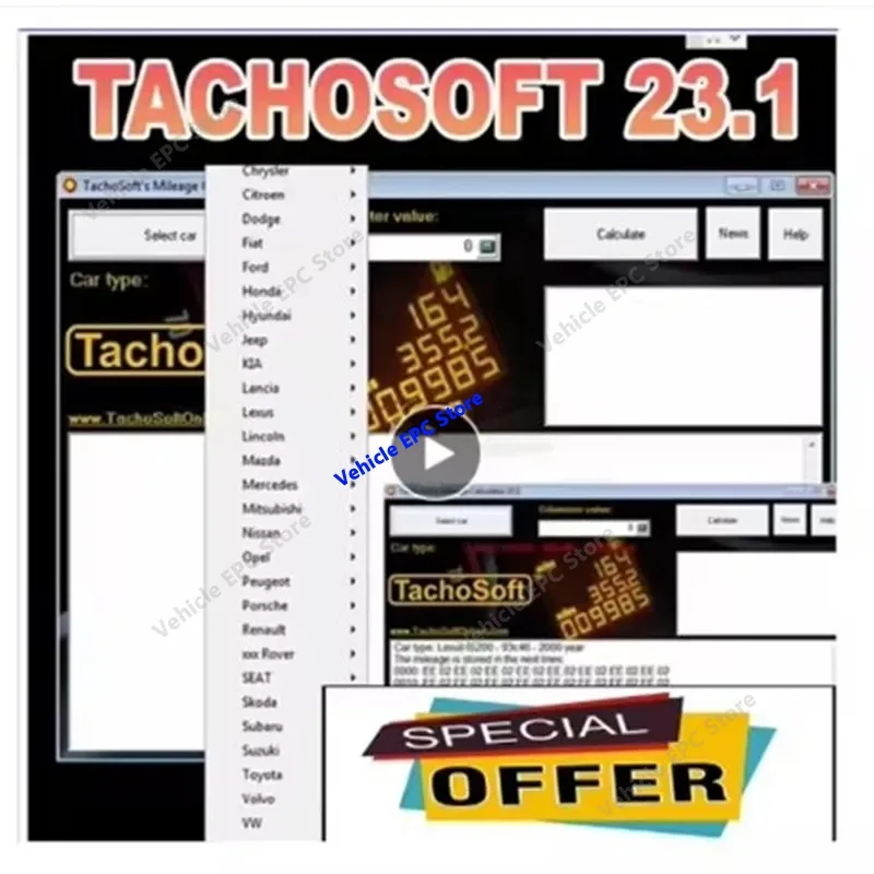 Newest TachoSoft Mileage Calculator 2026 Latest Version - Counter Calculation Software with License Digital Odometer Calculators