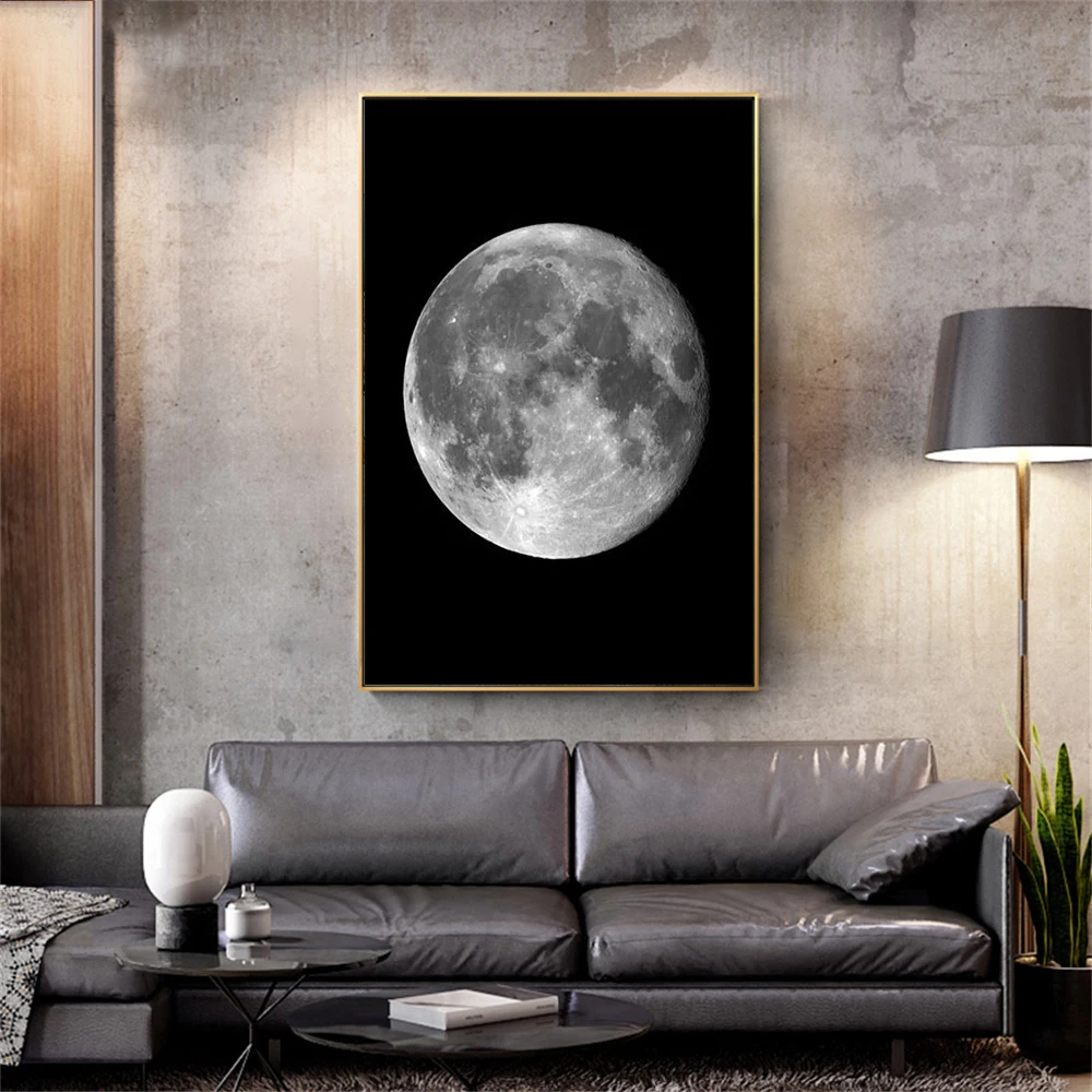 A set of 6 moon phase prints for living room decoration moon wall art prints moon photo canvas posters large wall decorations