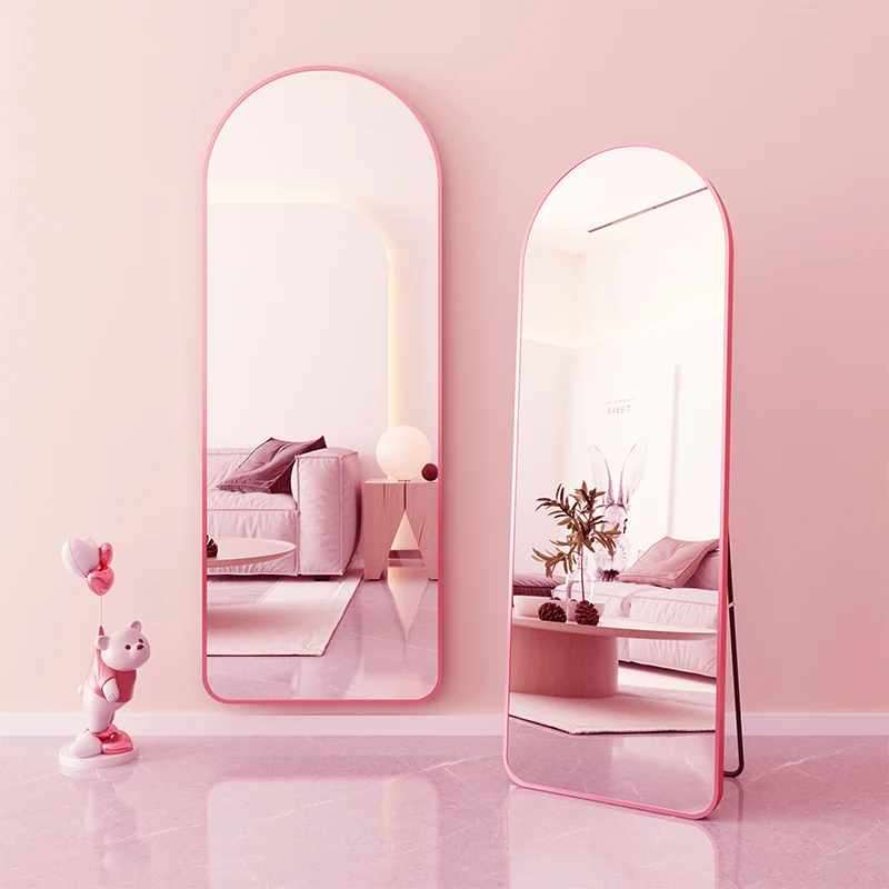 Nordic Full Body Kawaii Mirror Display Stand Up Cute Floor Big Mirror Aesthetic Long Girls Pink Espelhos Decorativos Accessories