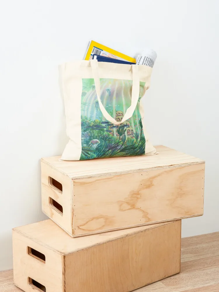 Ponyo Painting Anime Underwater Tote Bag custom fabric bag shopping trolley bag shopping women