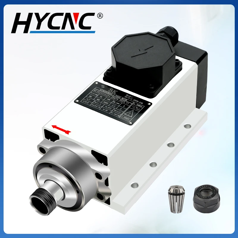 CNC Machine Spindle 2.2kw ER20 Square Air Cooled Spindle Motor 24000RPM 400hz Mounting Flange For CNC Engraving Machine Router