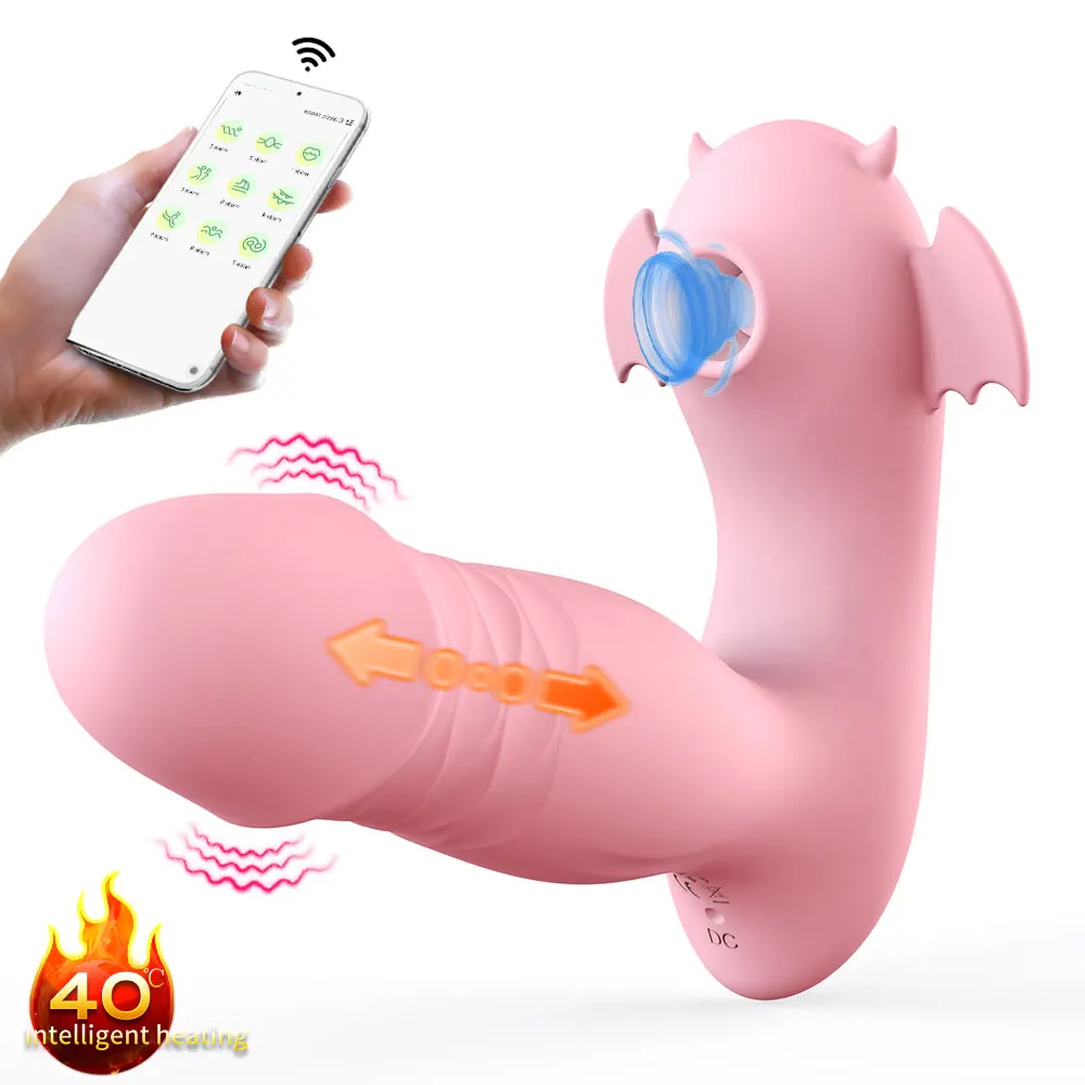 Vibrador portátil Devil, Control por aplicación, vibración de empuje, calefacción, succión, vibradores de clítoris, Juguetes sexuales para adultos para mujeres y parejas