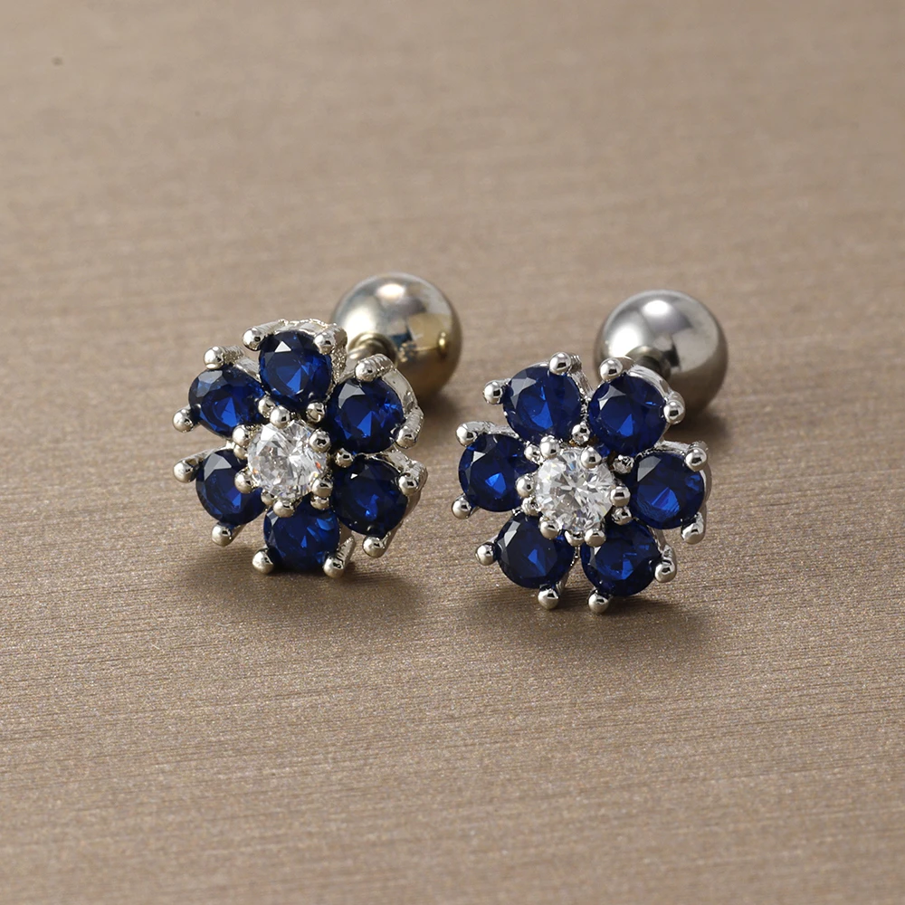 Women's Light Luxury Zircon Flower Stud Earrings