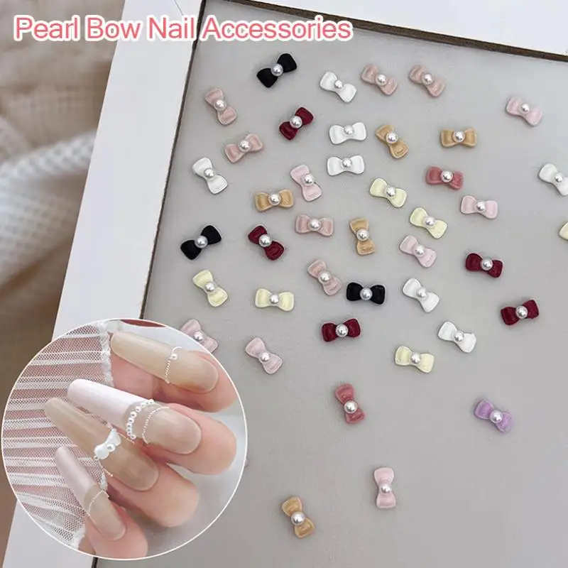 Nœuds de perles minimalistes de couleur unie, breloques pour ongles, Mini strass en résine incrustés, décorations pour Nail Art, pour manucure à faire soi-même, 20 pièces