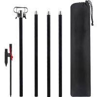 1 Set Lantern Stand Premium Aluminum Alloy Foldable Portable Lamp Bracket For Outdoor Picnic Double Hooks Light Stand Camping