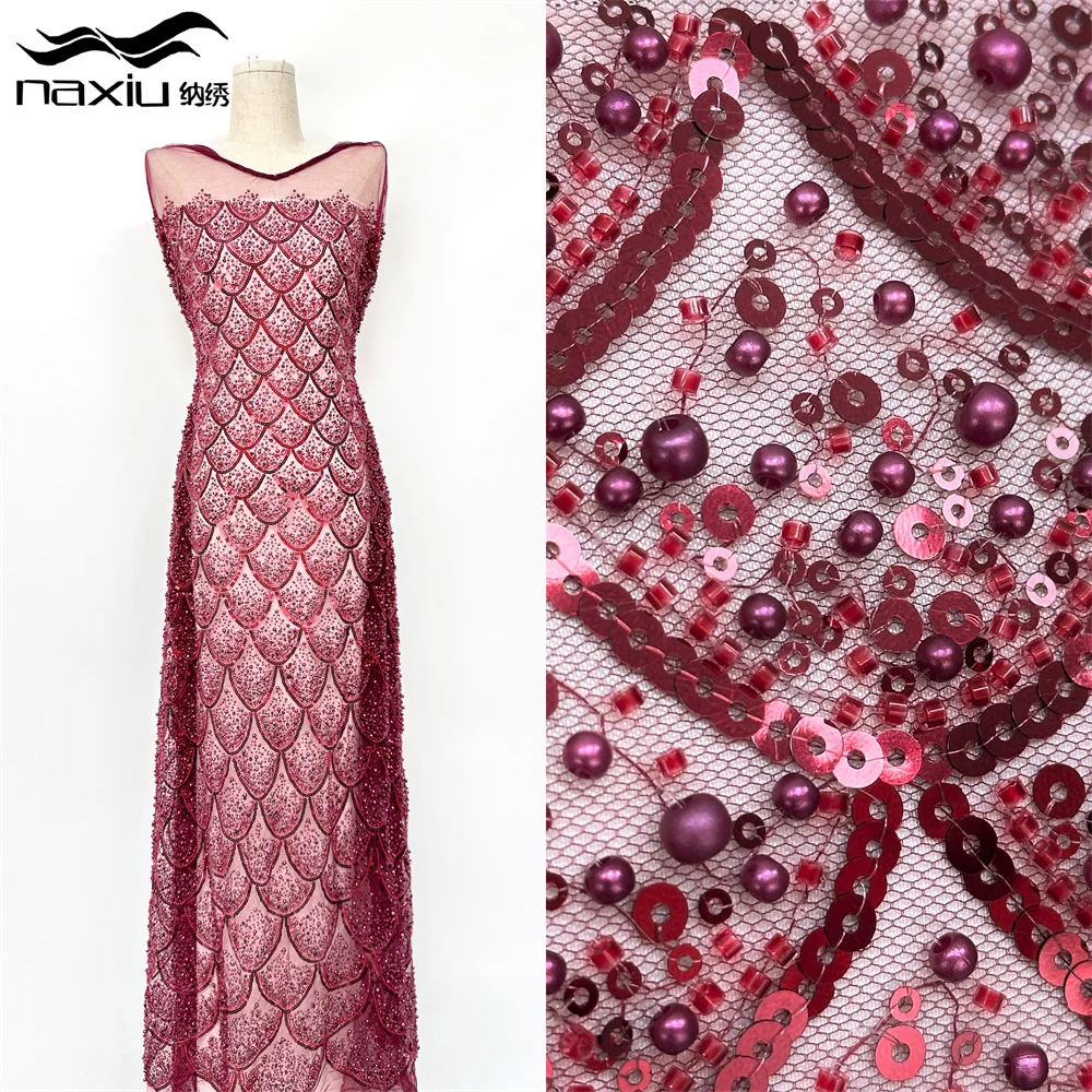 

Madison Elegant African Handmade Beaded Lace Fabric 2026 Fashion French Nigerian Sequins Embroidered Lace Wedding Dresses