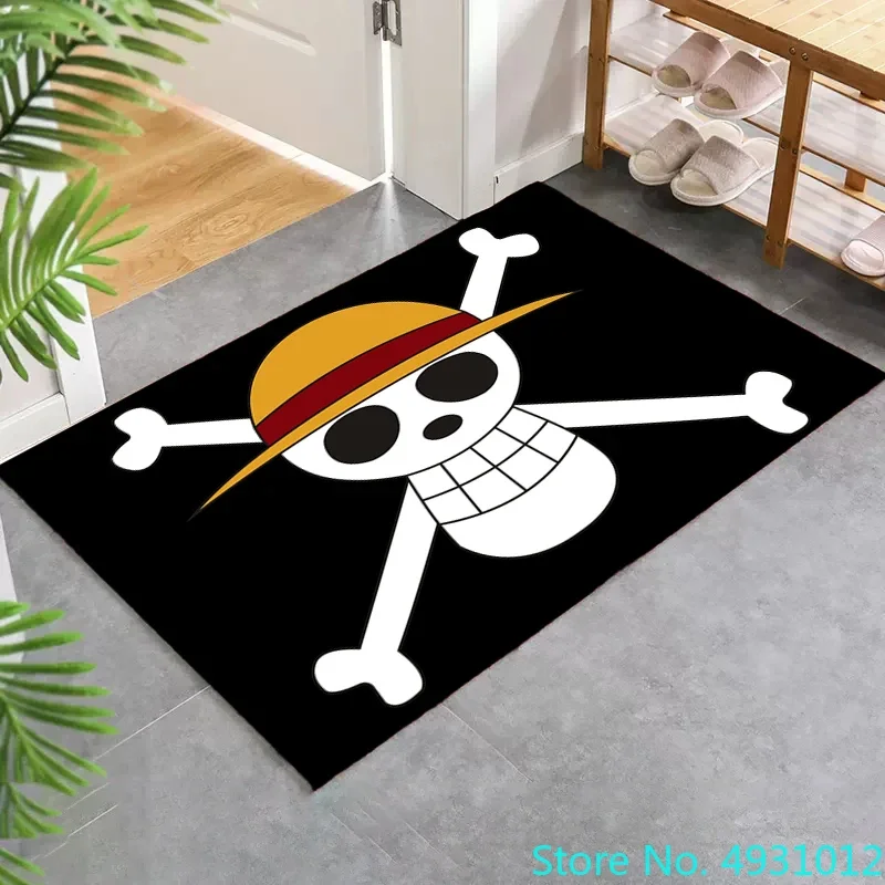 

3D Cartoon Carpet Straw Hat Team One Piece Ace Anime Print Living Room Bedroom Decoration Rug Children Anti Slip Crawling Mat