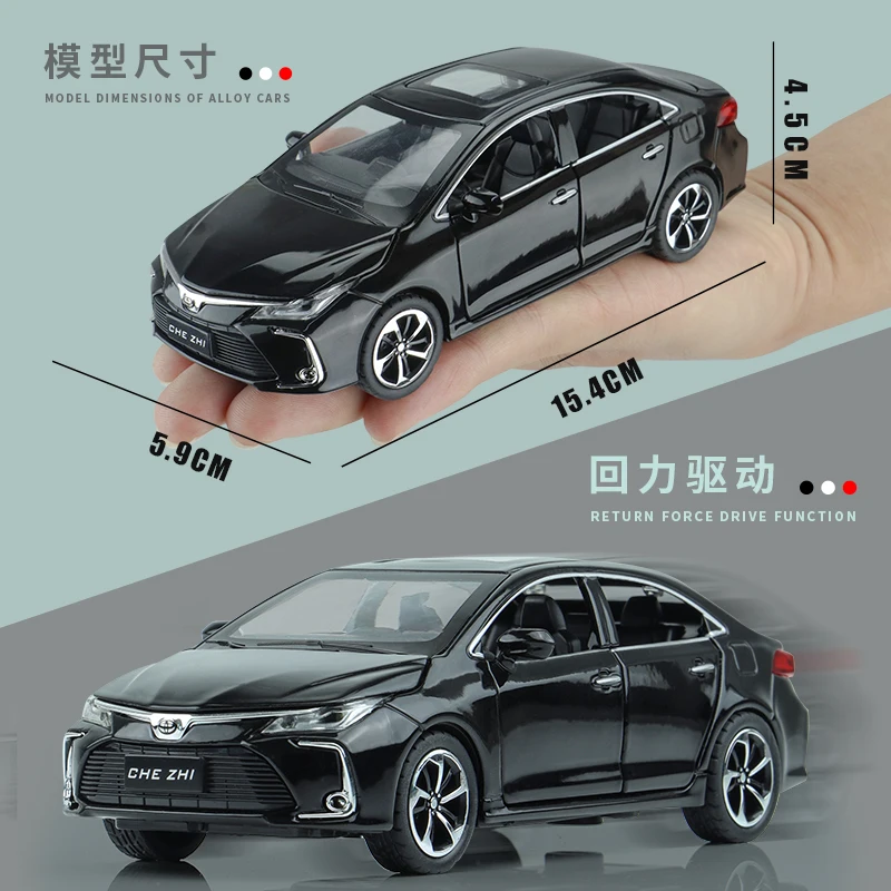 1:32 Toyota Corolla coche de aleación híbrido Diecasts y vehículos de juguete modelo de coche sonido y luz coche extraíble juguetes para niños regalos