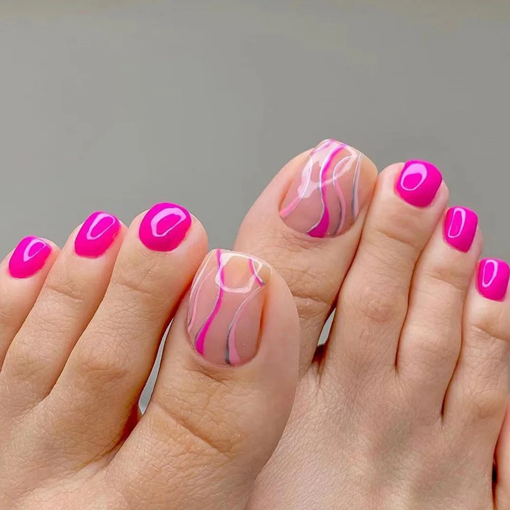 

2026 New Minimalist Rose Red Line Nail Stickers - Hot Girl Toenail Removable Nail Art Pieces