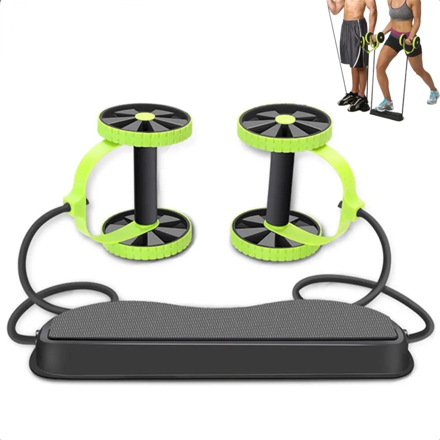 Abdominal Multifunctional Exercise Equipment Ab Wheel Double Roller with Resistance Bands Knee Mat Waist Slimming Train  Gym