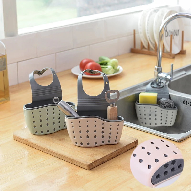 Soap Sponge Sink Shelf Racks, Reusable, Adjustable Baskets for Organizing Kitchen and Bathroom, Hanging Storage Basket,