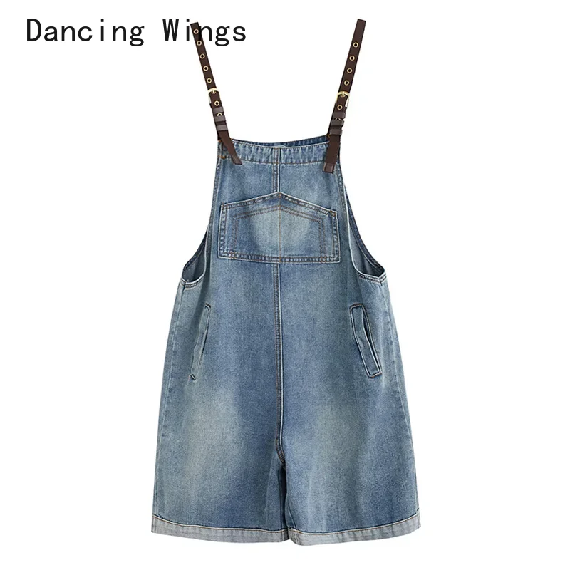 Casual Vintage Overalls For Women Adjustable Spaghetti Strap Playsuits Female Sleeveless Wide Leg Denim Playsuits Ladies