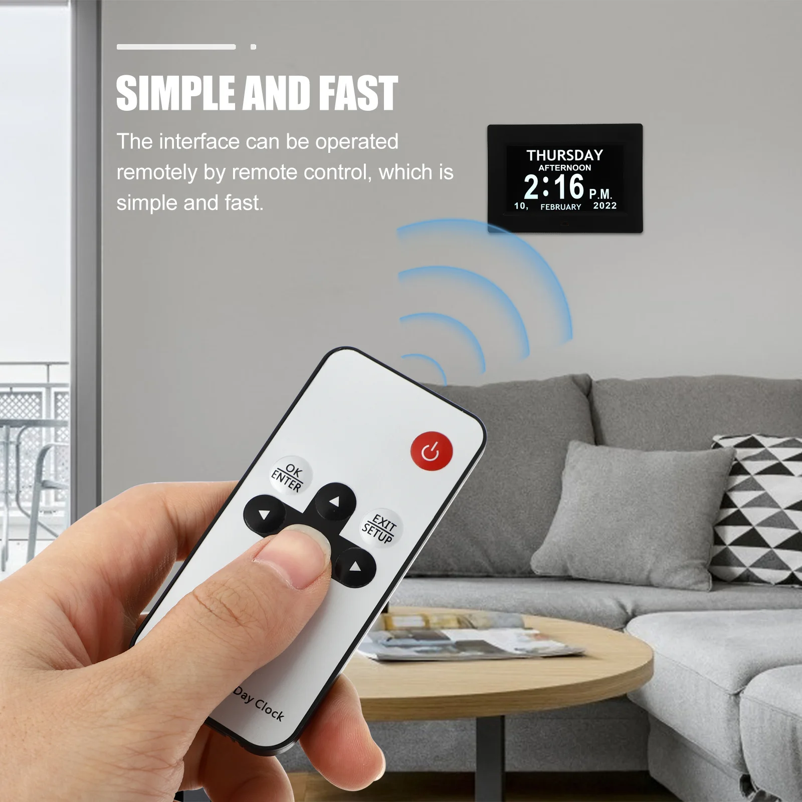 

7 Inch Led Digital Calendar Clock Large Display Day Date Time Month Year Dual Mode Night Dimmer For Elderly Wall Mountable Alarm