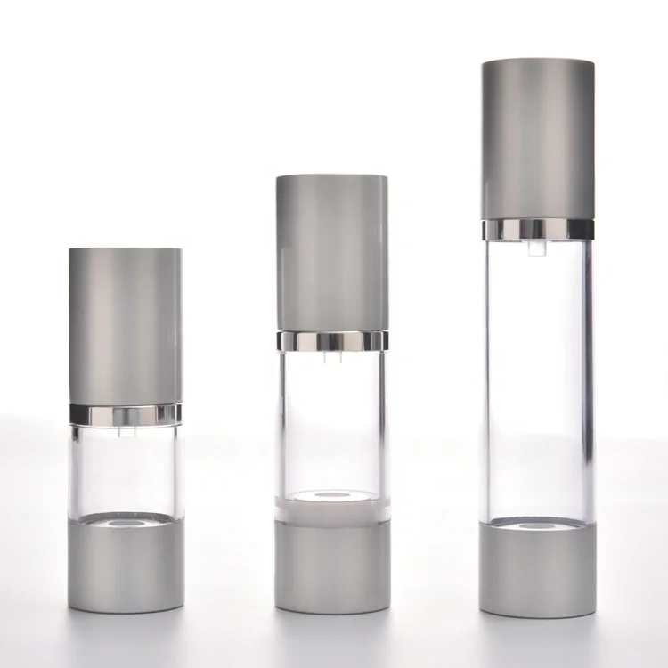 

Lotion Bottle Silver 15ml 30ml 50ml Airless Pump Plastic Aluminum Cosmetic Airless Pump Bottle