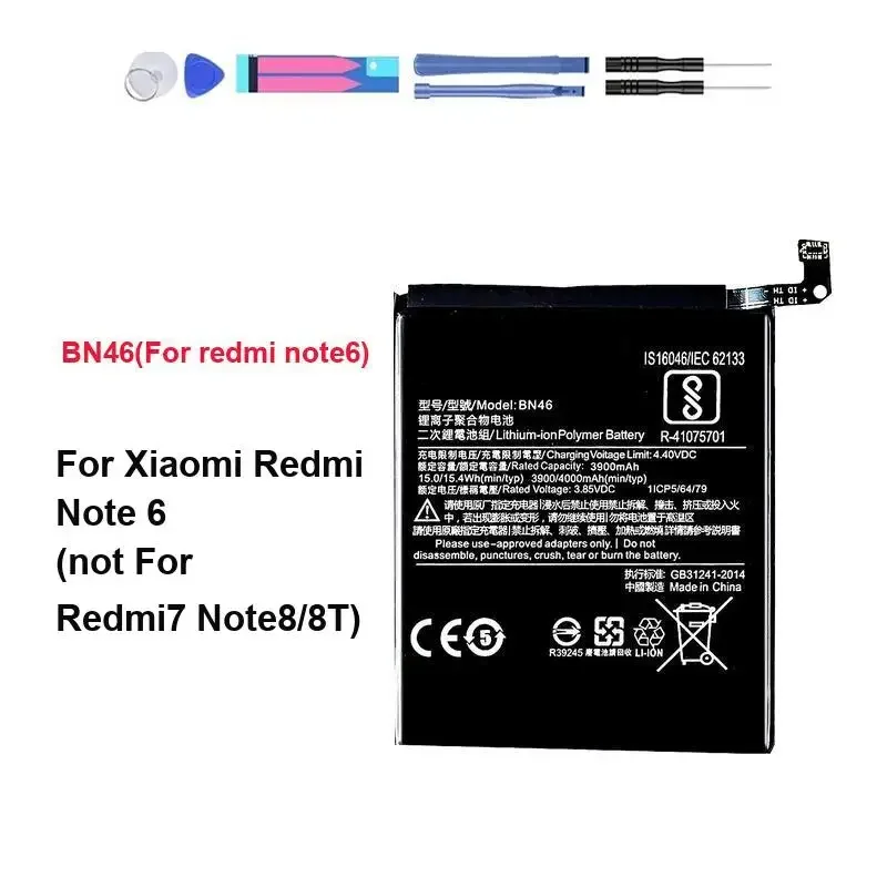 4000mAh Good Low-Temperature Performance Mobile Phone Battery BN46 note6 For Xiaomi Redmi Note 6 Not For Redmi 7 Note8 8T