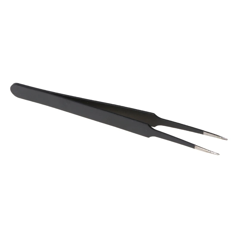 Black Handicraft Carbon Steel Tweezers High Tweezers Anti-Static Tweezers for Lab Jewelry Detailed Work ESD-14
