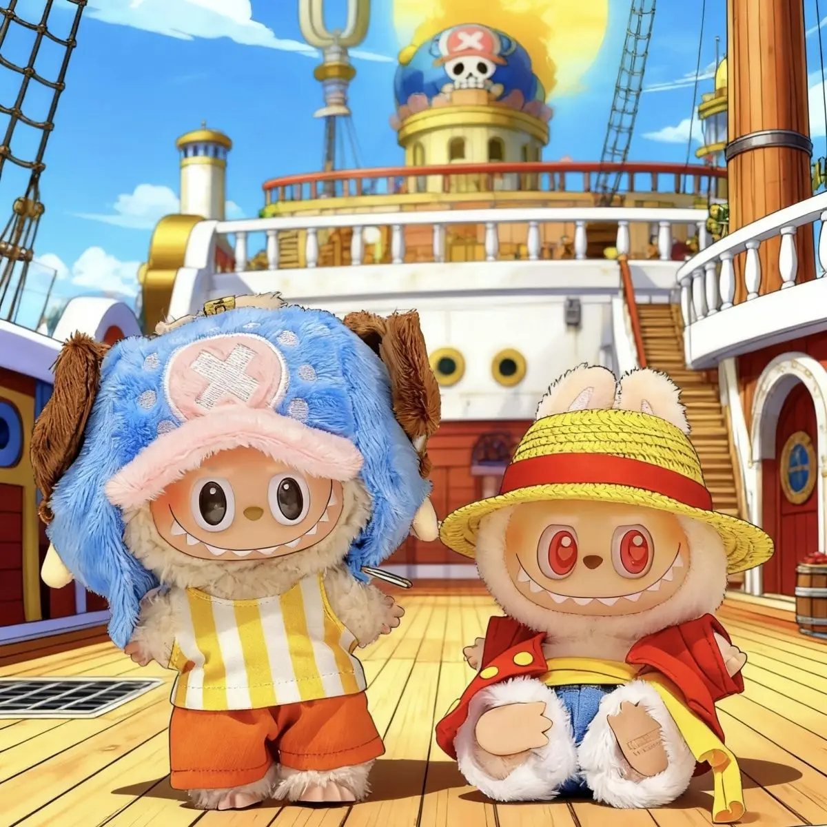 Pour 15/17cm Labubu vêtements gilet rouge chapeau de paille ensemble chapeau bleu sac à dos V1 V2 V3 une pièce Labubu vêtements Cosplay poupée bricolage cadeaux