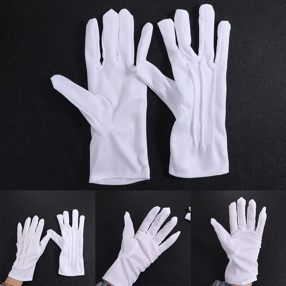 Driving Gloves White Etiquette Gloves Short Elegant Split Finger Gloves Elastic Unisex Work Gloves Tuxedo