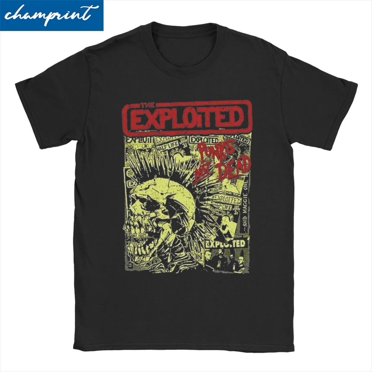 Punks Not Dead Exploited for Men Women T Shirts Skull Vintage Tees Short Sleeve Crew Neck T-Shirts Cotton 4XL 5XL Tops