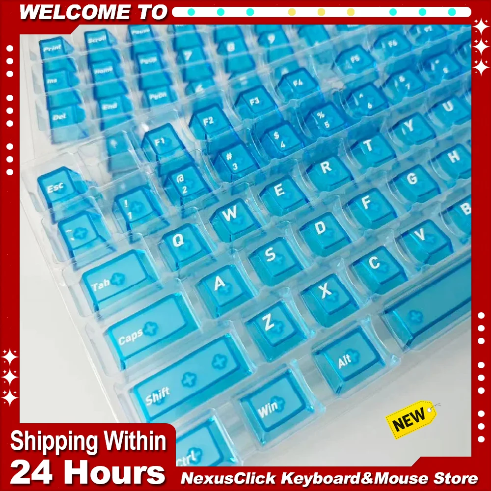 

Полный набор прозрачных колпачков для механической клавиатуры с принтом Fron RGB-подсветкой, полностью прозрачный колпачок для клавиш, 118 клавиш, кристально прозрачный