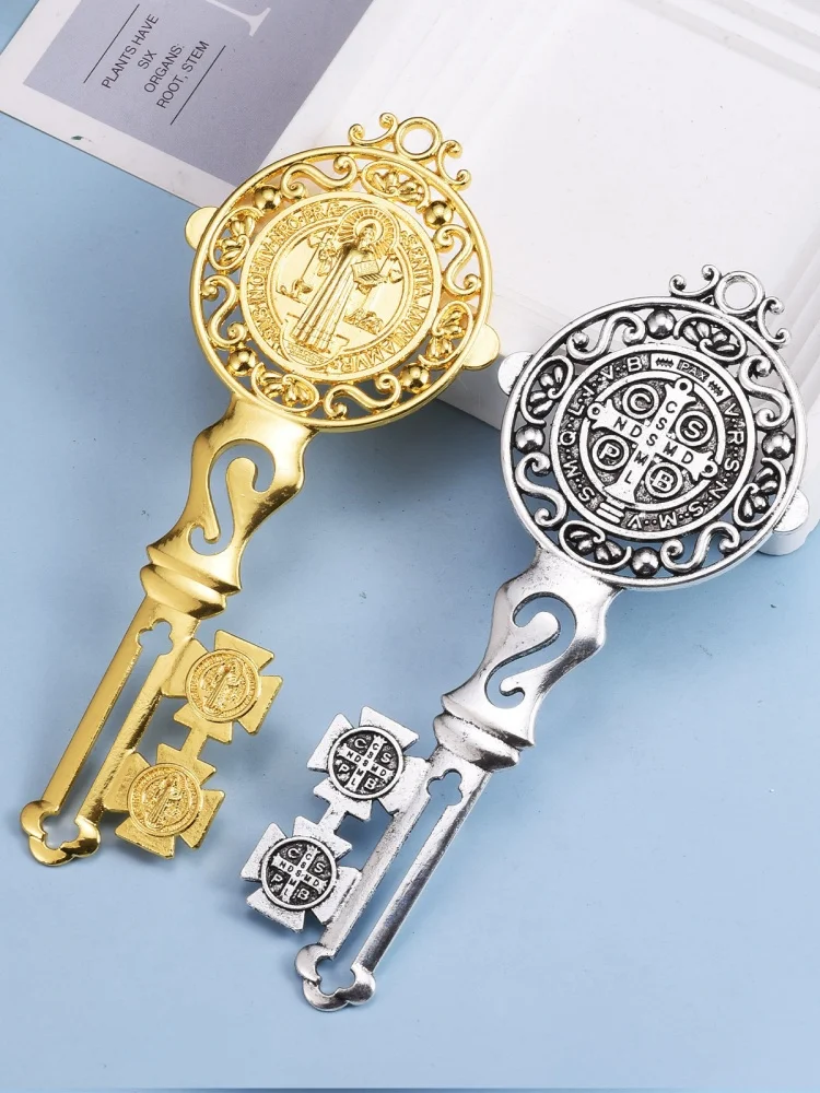 2Pcs/Set Enamel Double Side Saint Benedict Key Blessing For Protection - Medalla De San Benito Home and Door Hanger