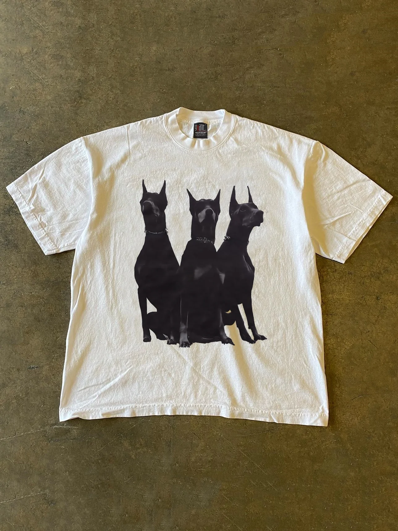 Heavyweight 260g Pure Cotton Short Sleeve T-Shirt Doberman Design Versatile Fashionable Casual Wear for Men And Women