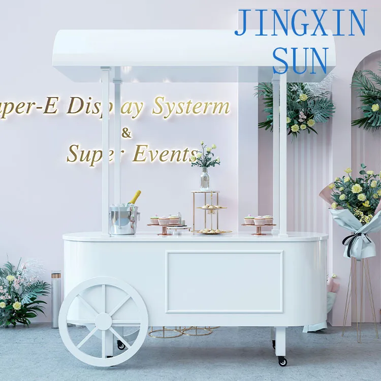 Large Candy Cart Solid White Wood Wedding Birthday Party Cart Sweet Cart view 5