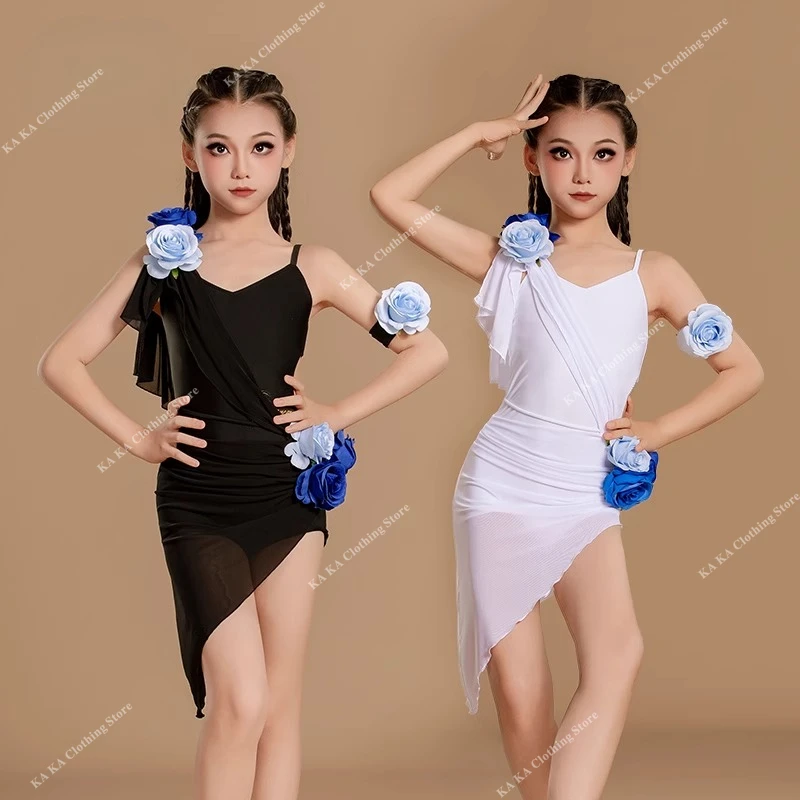 

Платье для латинских танцев сальсы для соревнований, костюм для танго, бальное платье для девочек, стандартная юбка для танцев для девочек, детское платье для латинских танцев