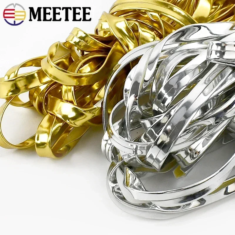 5Meters Meetee 12-50mm Gold Silver PU Leather Cord Rope Ribbons DIY Handmade Hair Garment  Jewelry Bracelet Making Accessories