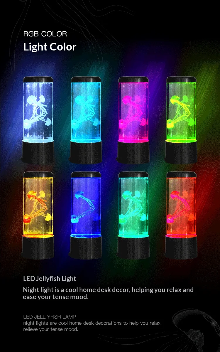 Jellyfish Lamp LED Remote Control Color Changing Aquarium Light With 8 Colors Home Decoration Lights Night Lights Pet Supplies