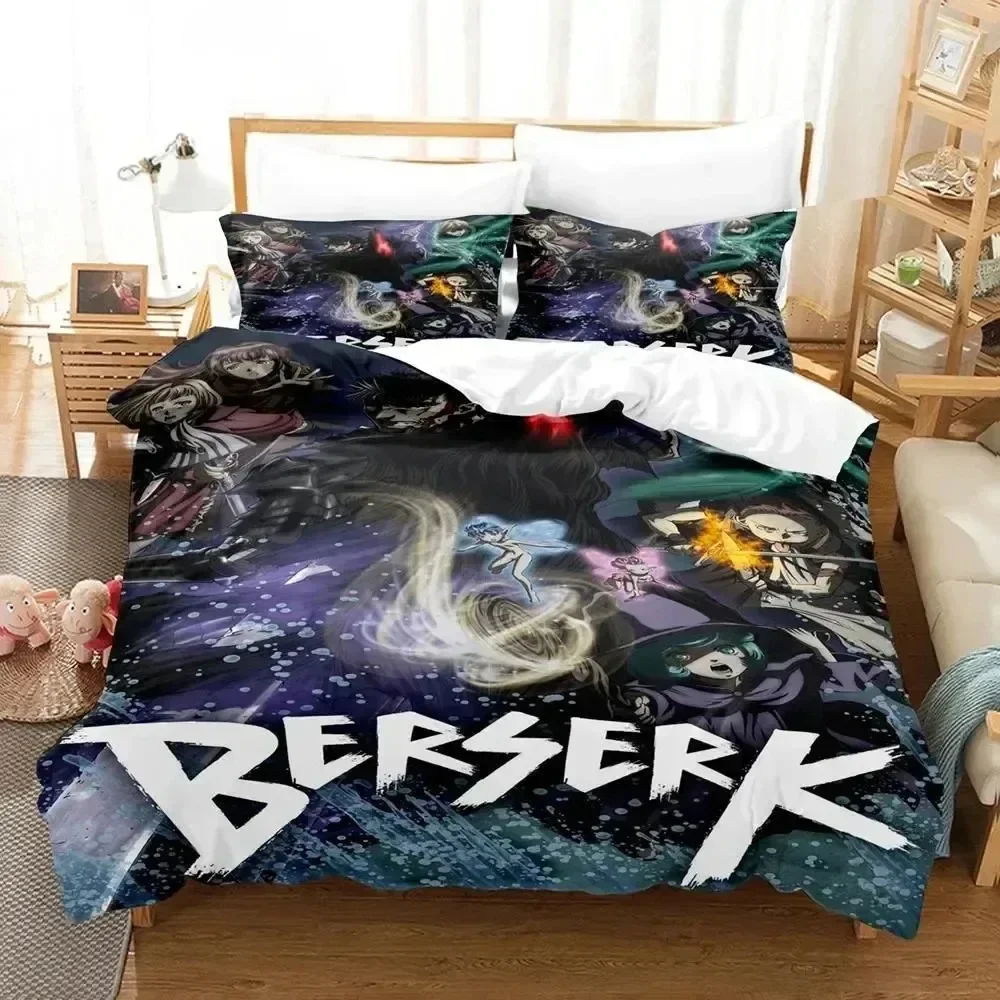 3D Print Anime Berserk Logo Bedding Set 3D Printed Suitable for Bedroom Duvet Cover Set With Pillowcases Kids Home Textile