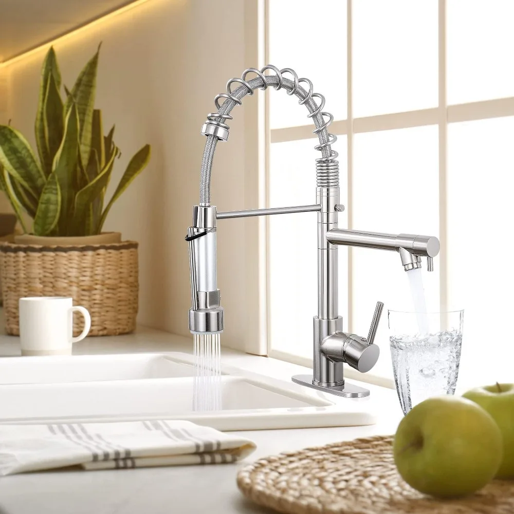 Pull-Out Faucet Spray Head – 360° Swivel Anti-Splash Extender, Single Tube Hot/Cold Water, Universal Fit for Kitchen Sink