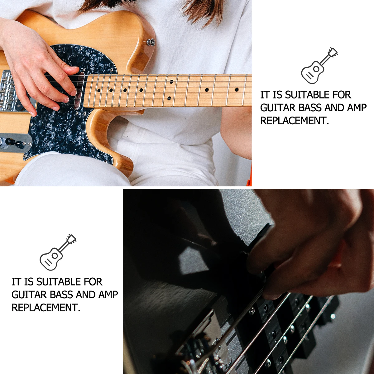 6 قطع من مقابض جيتار الجهير، أجزاء متينة، مقياس جهد الصوت من سبائك الألومنيوم باللون الفضي #2