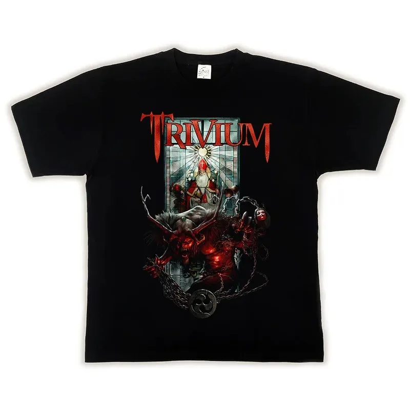 2024 MEGADETH TRIVIUM Popular Pattern Printed European and American Rock High Street T-shirt Cotton Summer Short Sleeved Top