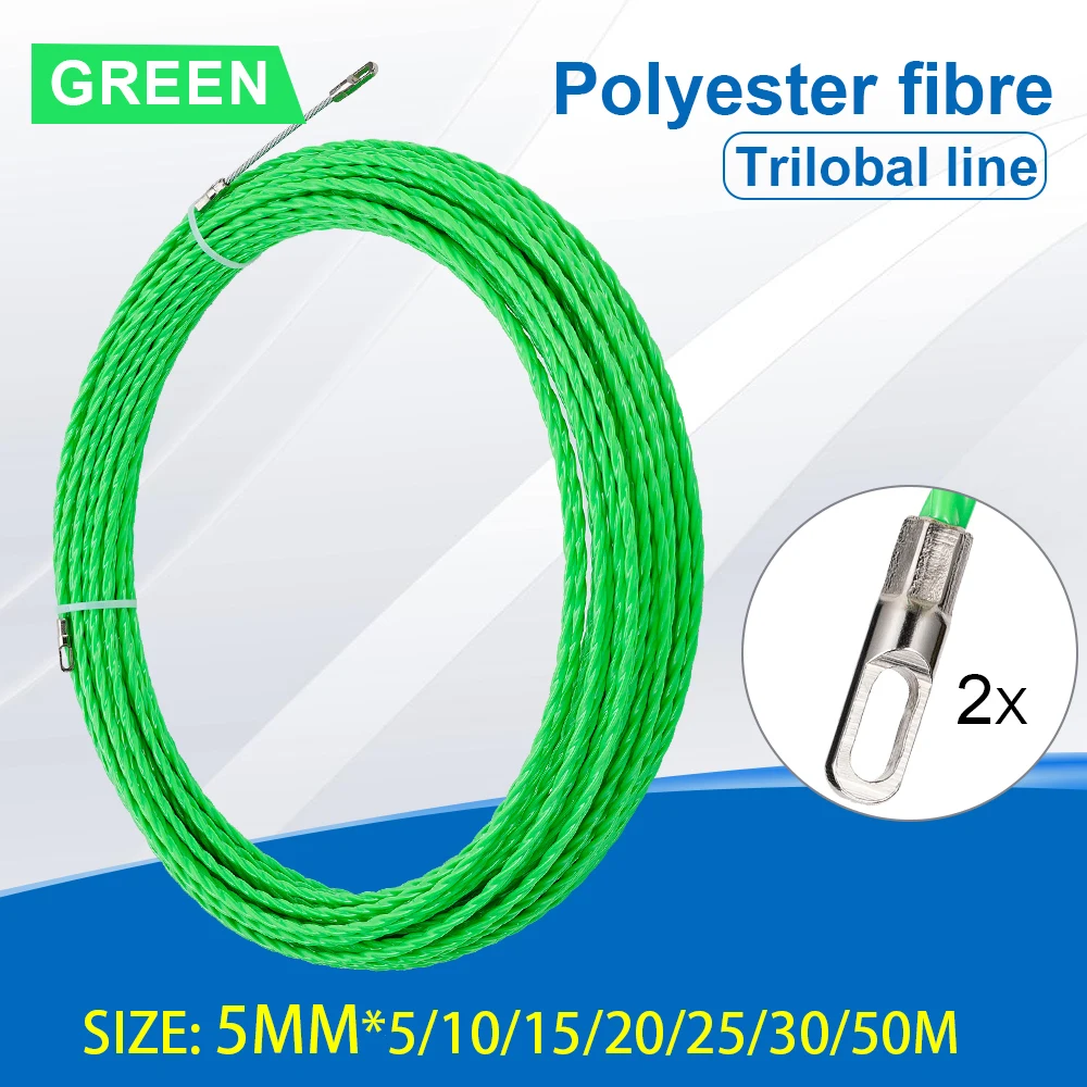 5MM Fiberglass Cable Push Pullers 5/10/15/20/25/30/50M Wire Duct Fish Tape Electrical Tape Wire Cable Threading Aid Tool