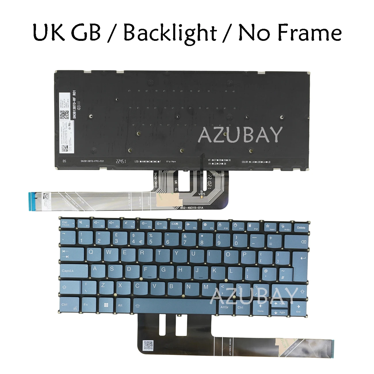 PH4CVXB-UKE SN21K43972 UK GB Backlit Keyboard For Lenovo IdeaPad Slim 5 Light 14ABR8 82XS, Slim 3 14IRU9 83E5 , 3 14ITN9 83L6
