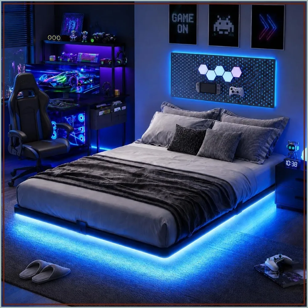 Floating Bed Frame Full Size with Smart LED Lights