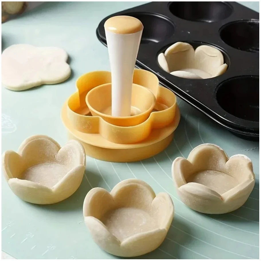

Pastry Dough Tamper Set Flower Shaped Cutter Cake Mold Creative Cake Cup Presser Biscuit Mold Pie Tamper Kitchen DIY Baking Tool
