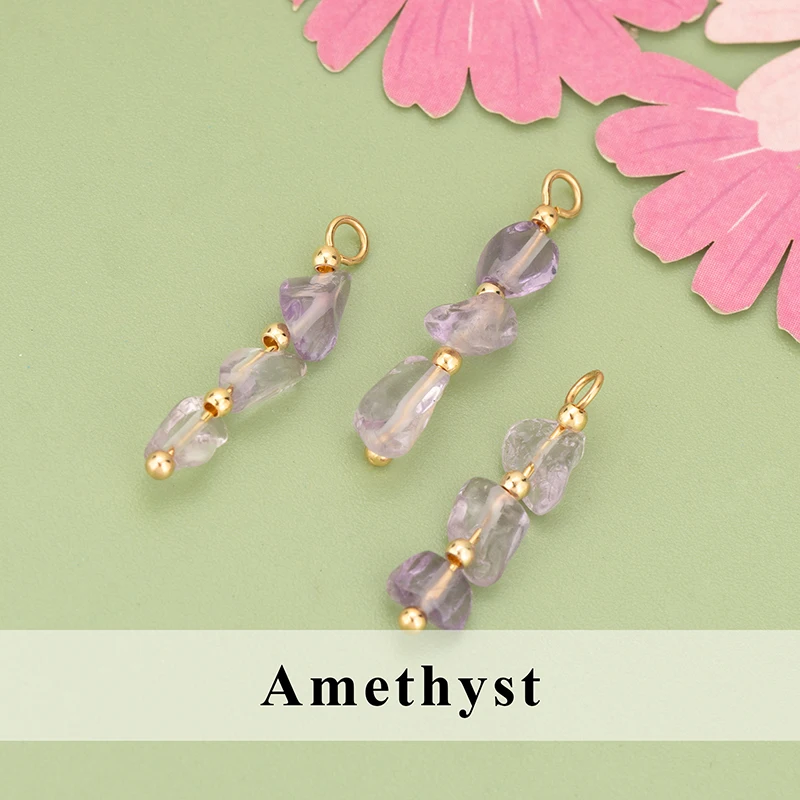 assoonas, 6 Stück/Lot, MH44, Schmuckzubehör, 18k vergoldet, Kupfer, Naturstein, Anhänger, handgefertigt, Schmuckherstellung, DIY-Anhänger – Detail 3