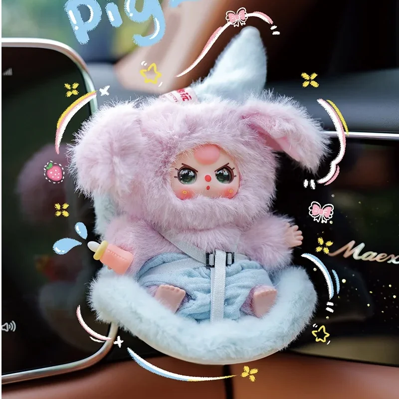 

Новая детская серия с тремя автомобилями, модная слепая коробка, милая виниловая кукла, подвеска, украшение автомобиля, коллекция игрушек, подарок-сюрприз для девочек