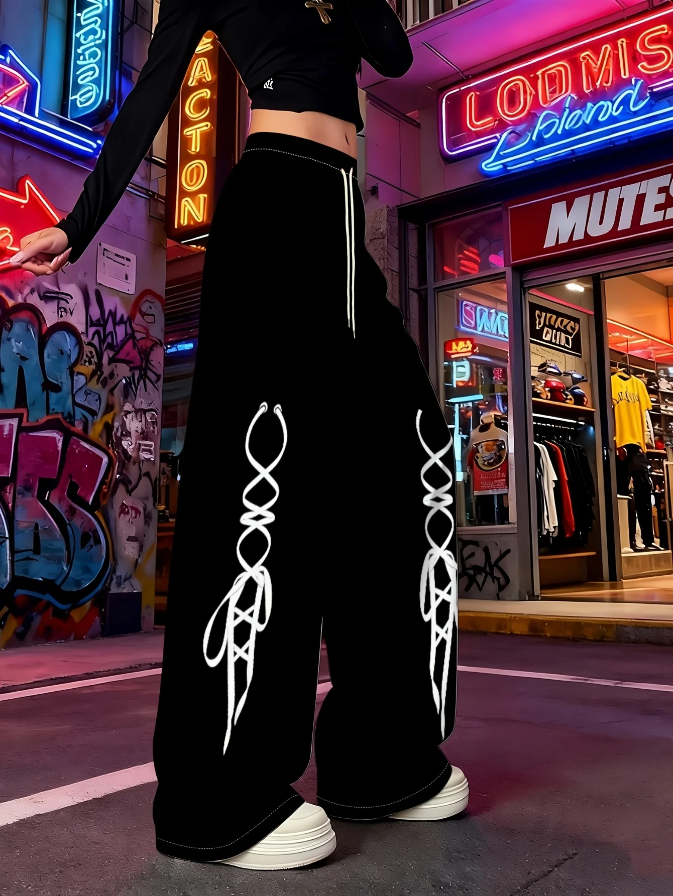 Summer 2026 Ribbon Printed Gothic 3D Breathable Speed Dry Large Loose Casual Sports Pants for Men Women Kids Trendy Clothing