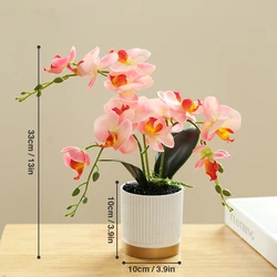 Artificial Phalaenopsis, 33cm Artificial Faux Oceania Orchid Arrangement with Vase, Artificial Potted Flowers, Phalaenopsis Orch