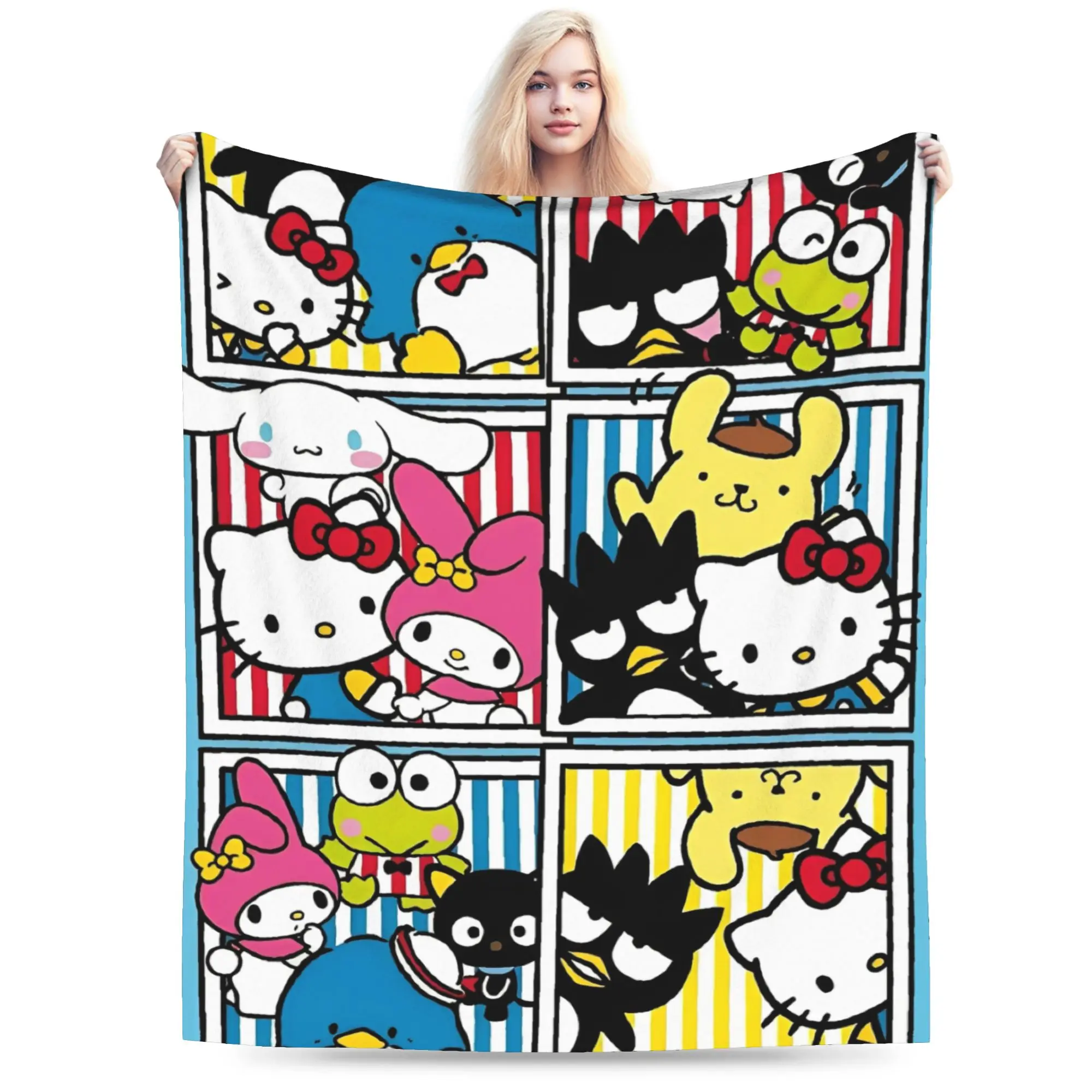 

Hello Kitty And Friends Warm Soft Blankets Kids Adult Plush Throw Blanket Aesthetic Bedroom Flannel Bedspread Sofa Bed Cover